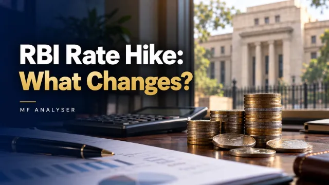 AI-generated photographic concept cover with title: RBI Rate Hike: What Changes?