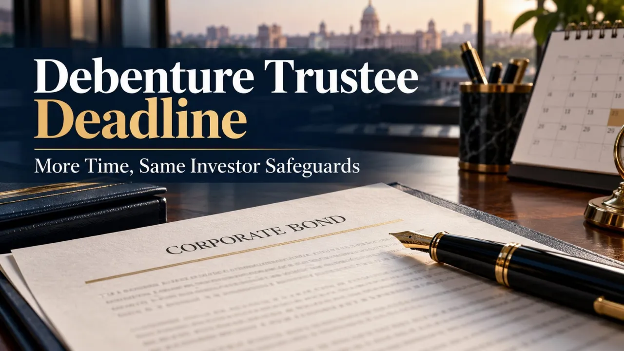 AI-generated editorial illustration: SEBI Gives Debenture Trustees Until April 2027: The Deadline Changes, Not Your Bond’s Promise