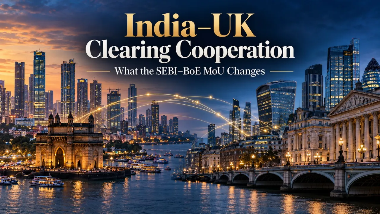 AI-generated editorial illustration: SEBI and the Bank of England Sign a Clearing MoU: Cooperation Is Different From Automatic Market Access