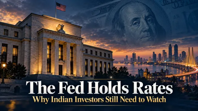 AI-generated editorial illustration: The Fed Holds at 3.75–4.00%: A Pause With Two Votes for a Hike