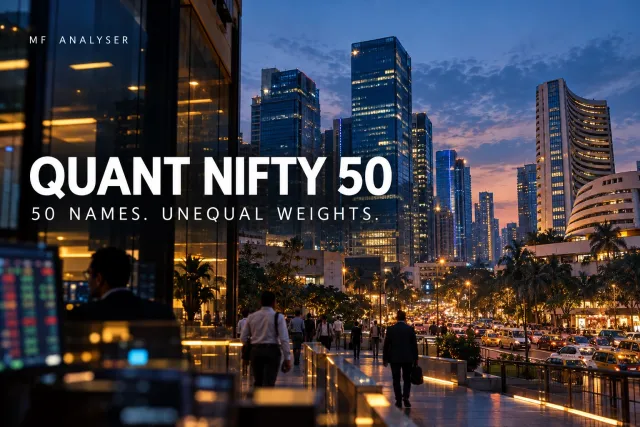 AI-generated editorial cover for Quant Nifty 50 Launch: Fifty Names, Unequal Weights