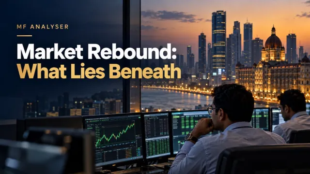 AI-generated photographic concept cover with title: Market Rebound: What Lies Beneath
