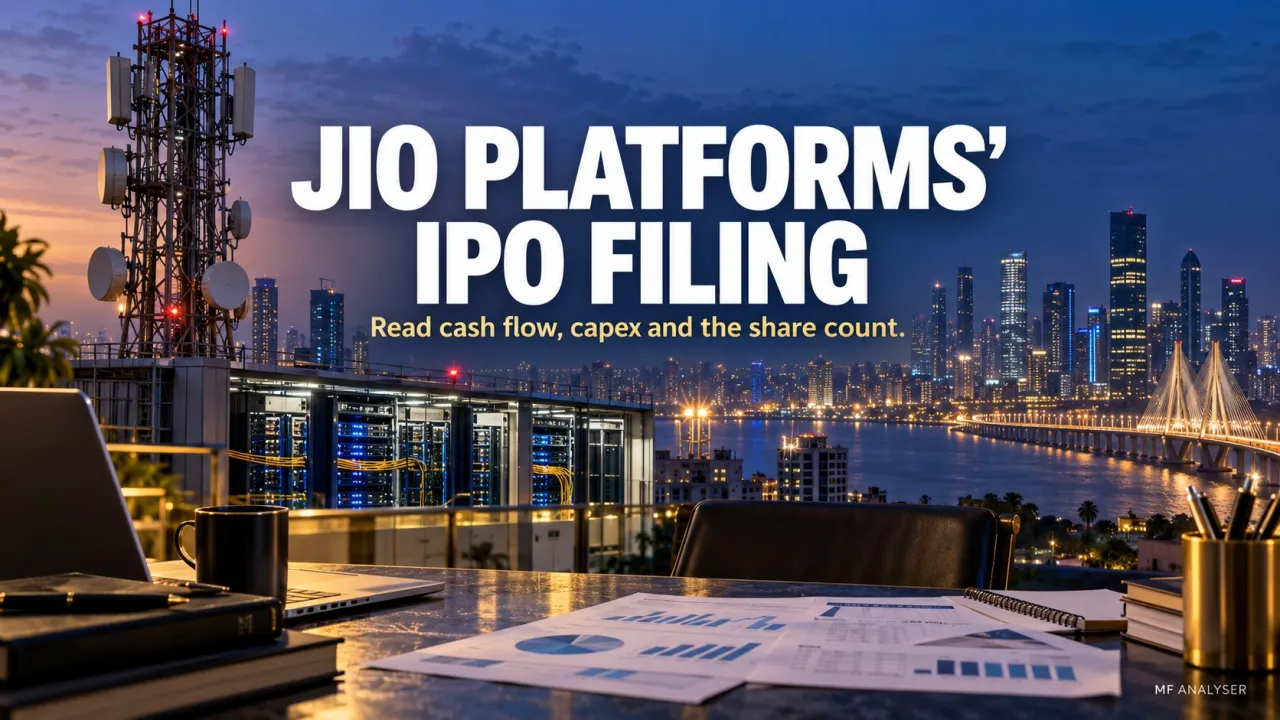 AI-generated editorial illustration: Jio Platforms’ IPO Filing: Revenue, Cash Generation and the New Share Count
