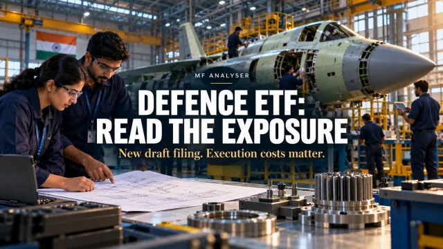 AI-generated editorial illustration: Nippon India’s Defence ETF Draft: The Trading Cost Behind a Sector Theme