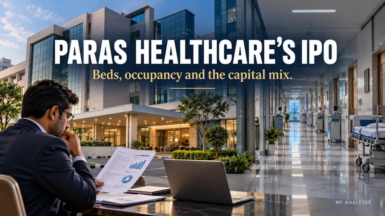 AI-generated editorial illustration: Paras Healthcare’s IPO: The Difference Between Beds and Earning Capacity