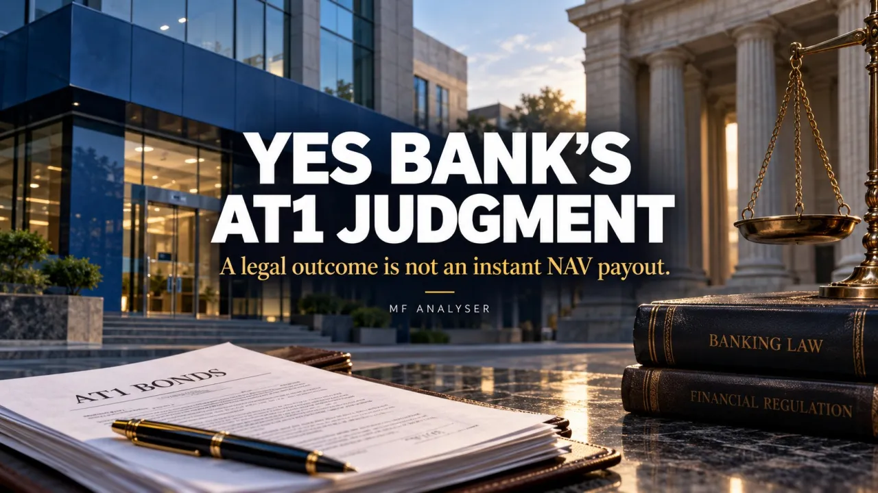 AI-generated editorial illustration: YES Bank’s AT1 Judgment: Why a Legal Outcome Is Not an Instant Fund Payout