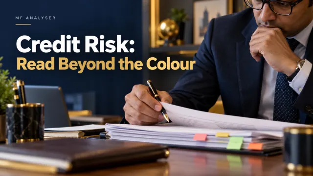 AI-generated photographic concept cover with title: Credit Risk: Read Beyond the Colour