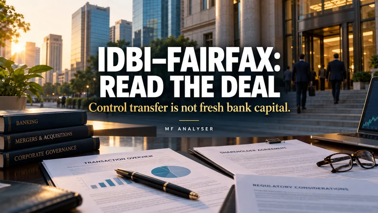 AI-generated editorial illustration: IDBI–Fairfax Deal: A Transfer of Control Is Not Fresh Bank Capital