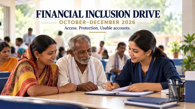 AI-generated editorial illustration: India’s October–December Inclusion Drive: Make the Account Usable, Not Just Open