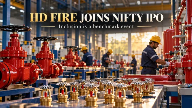 AI-generated editorial illustration: HD Fire Protect Joins Nifty IPO: An Index Addition Is Different From a New Fundraising