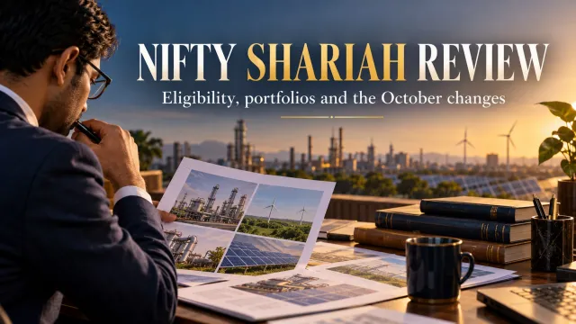 AI-generated editorial illustration: October’s Nifty Shariah Review: An Eligibility Change Is Not a Sell Rating