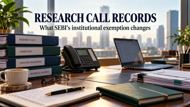 AI-generated editorial illustration: SEBI’s Institutional Call-Recording Exemption: Less Audio Does Not Mean No Records