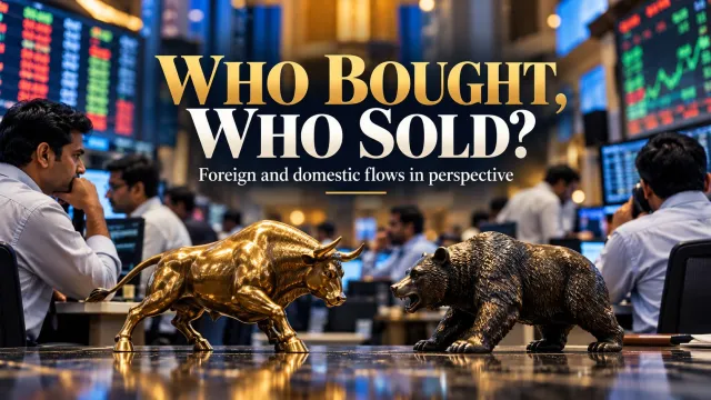 AI-generated editorial illustration: FII Selling, DII Buying: Why October’s Net Flow Is Not a Market Price Floor